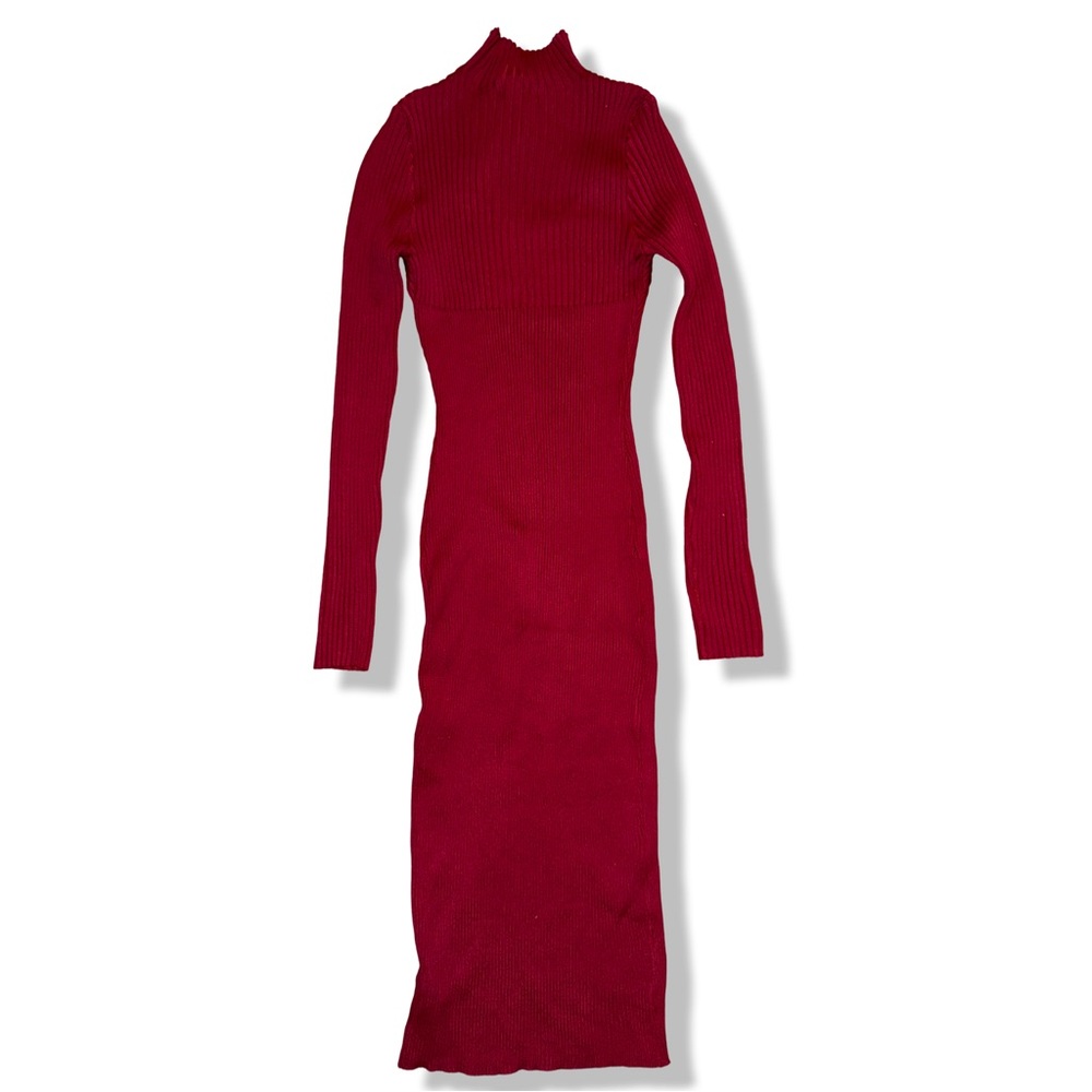 Fashion Nova Sweater Midi- Dress Size S Cherry Red